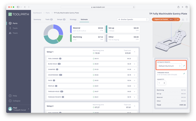 estimate page