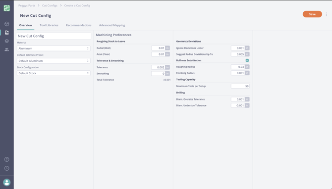 new cut config