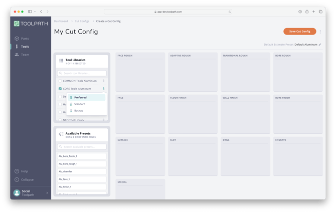 cut config prioritization